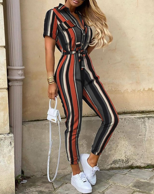 Mono largo mujer con cinturón y manga corta