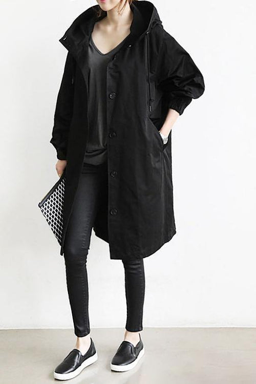 Trench Mujer Impermeable con Capucha Ajuste Elegante