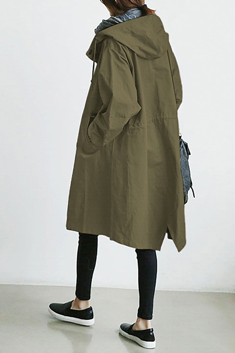 Trench Mujer Impermeable con Capucha Ajuste Elegante