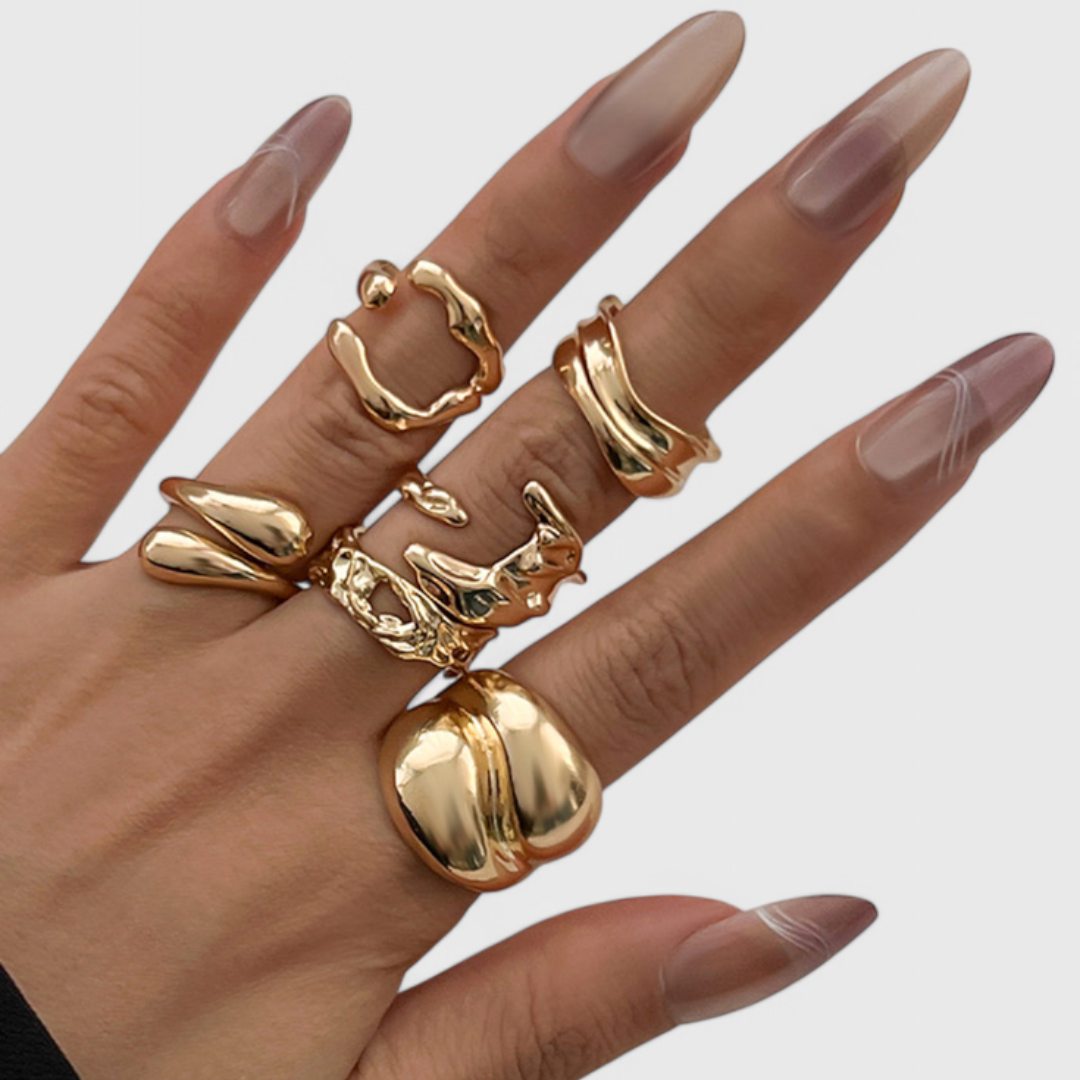 Conjunto de Anillos Mujer Múltiples Capas Ajustables - Mavetta
