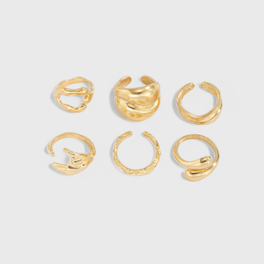 Conjunto de Anillos Mujer Múltiples Capas Ajustables