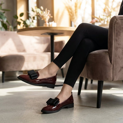 Mocasines Mujer Ortopédicos Piel Suave Lazo Decorativo