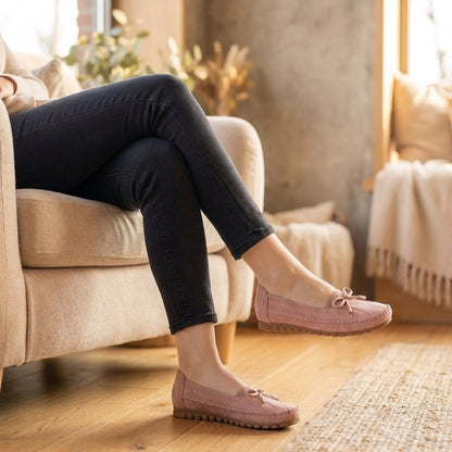 Mocasines Mujer Ortopédicos con Lazo y Perforaciones