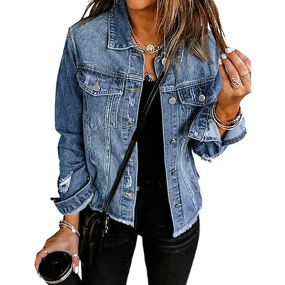 Chaqueta Vaquera Mujer Boyfriend Desgastada