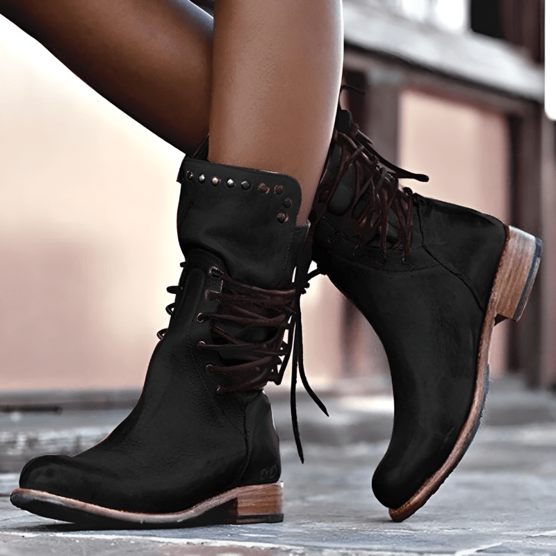 Botas mujer de piel confortables estilo casual invierno