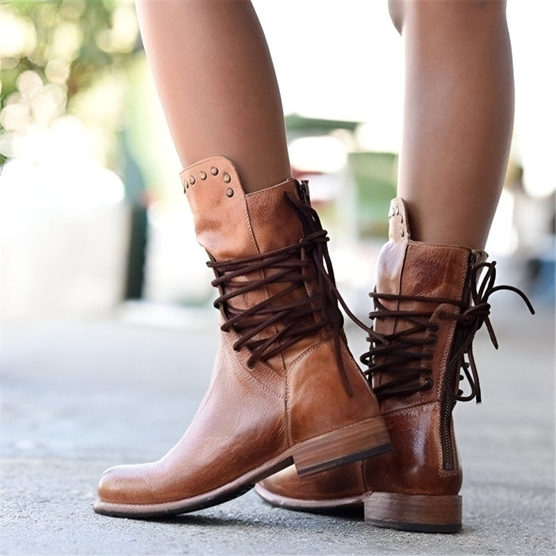 Botas mujer de piel confortables estilo casual invierno