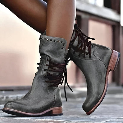 Botas mujer de piel confortables estilo casual invierno