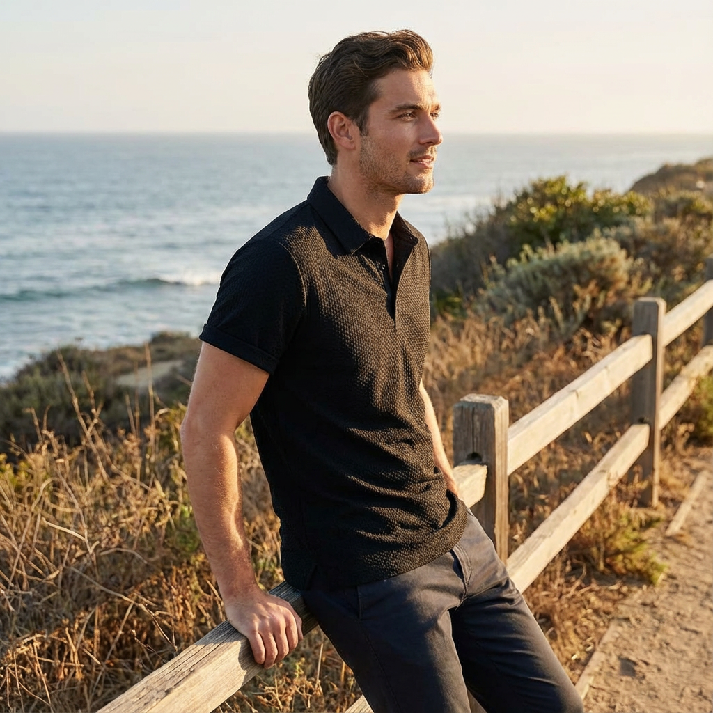 Camisa Hombre Texturizada con Botones Ajuste Clásico
