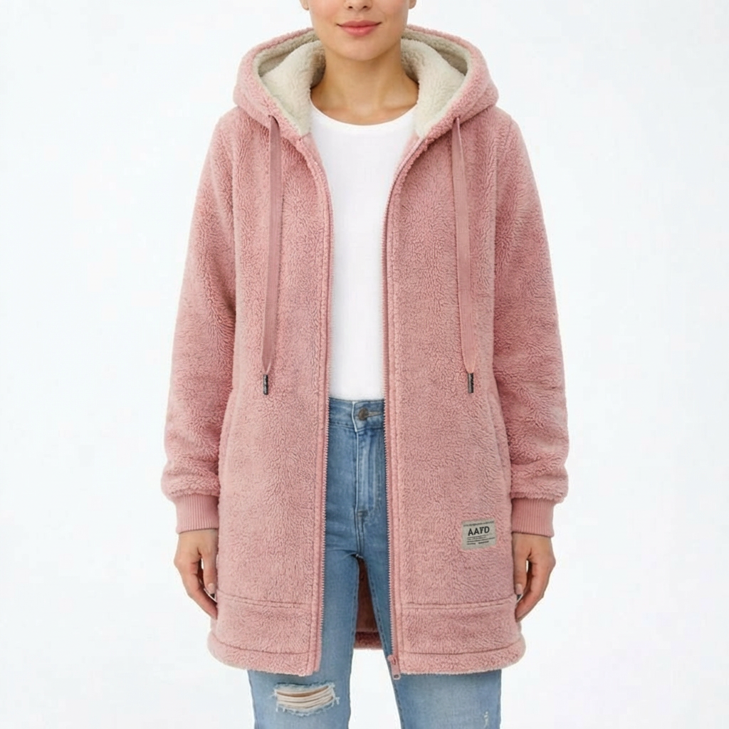 Chaqueta Larga Mujer con Forro Sherpa y Cremallera