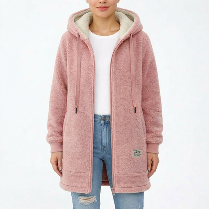 Chaqueta Larga Mujer con Forro Sherpa y Cremallera