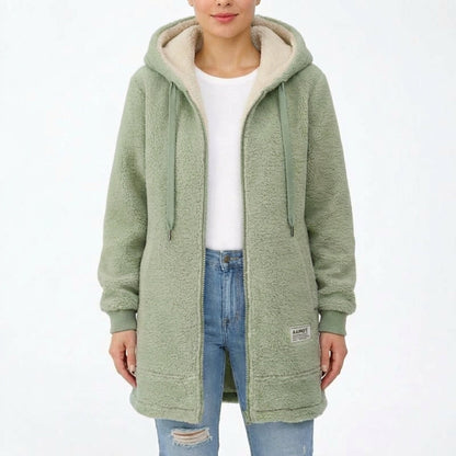 Chaqueta Larga Mujer con Forro Sherpa y Cremallera