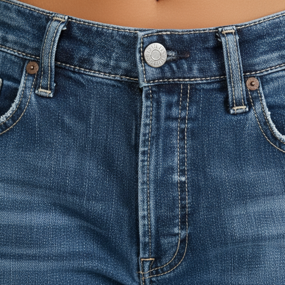 Pantalones Vaqueros Mujer Corte Recto Anchos Desgastados