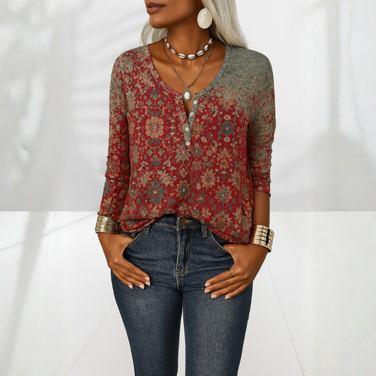 Blusa Mujer Estampado Floral Escote en V Boho - Mavetta