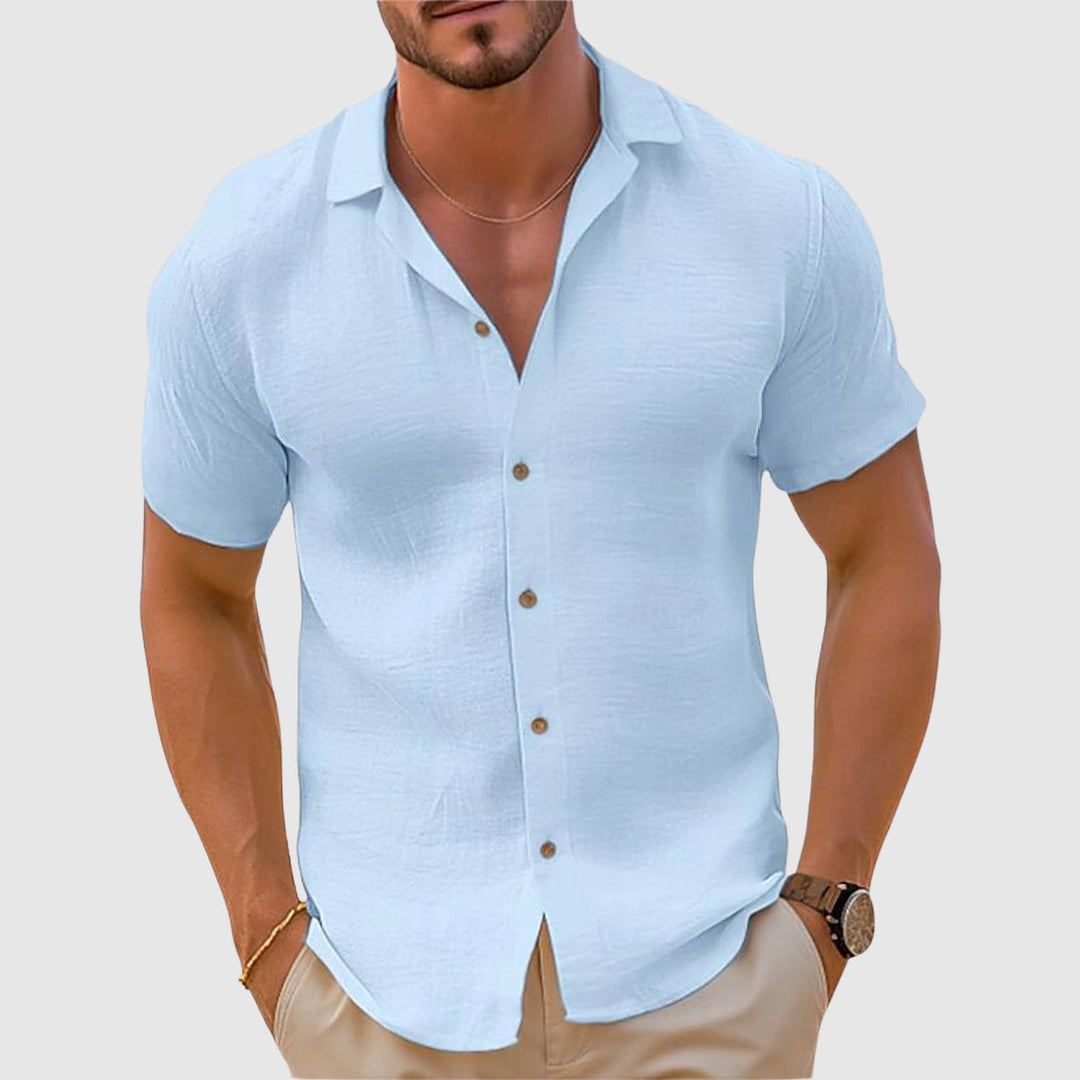 Camisa Hombre de Lino Manga Corta Verano