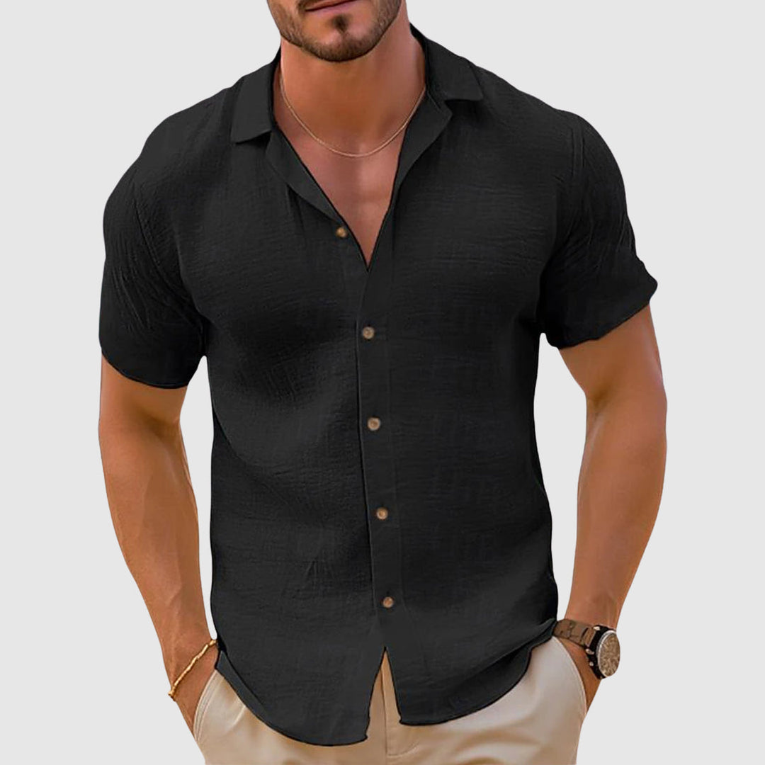 Camisa Hombre de Lino Manga Corta Verano