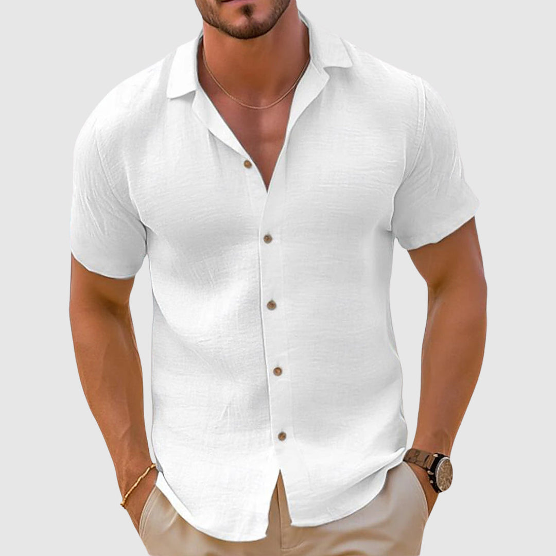 Camisa Hombre de Lino Manga Corta Verano