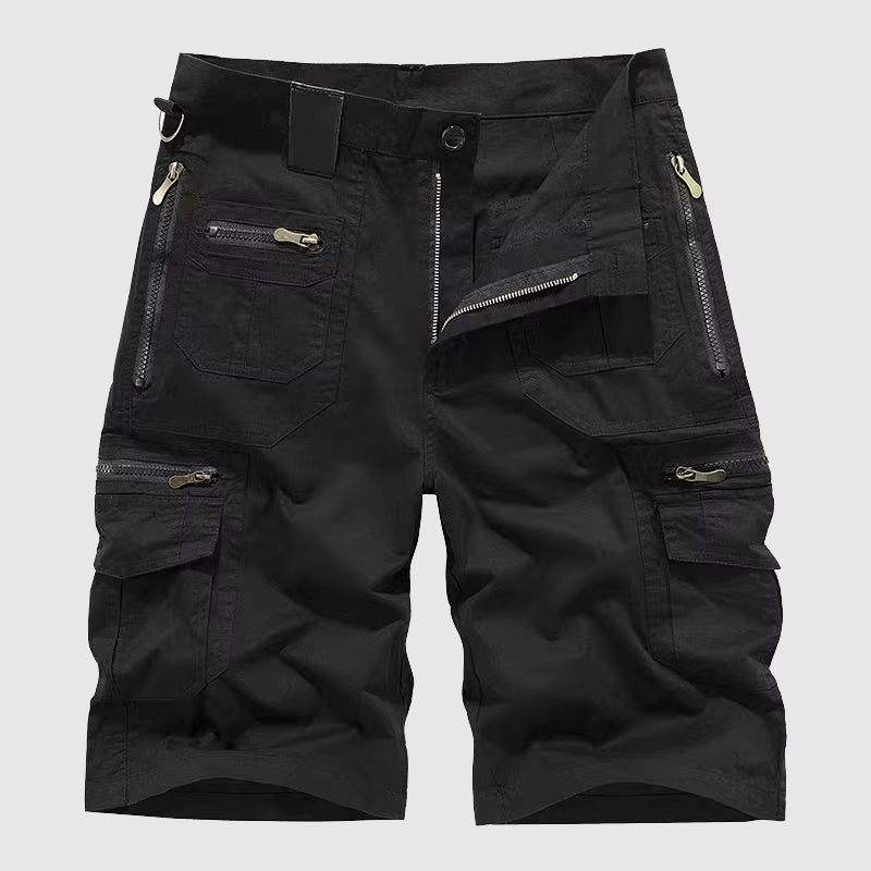 Pantalones Cortos Hombre Cargo Algodón Corte Relajado Cremallera