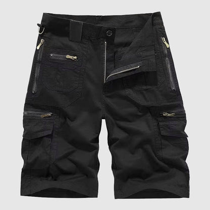 Pantalones Cortos Hombre Cargo Algodón Corte Relajado Cremallera