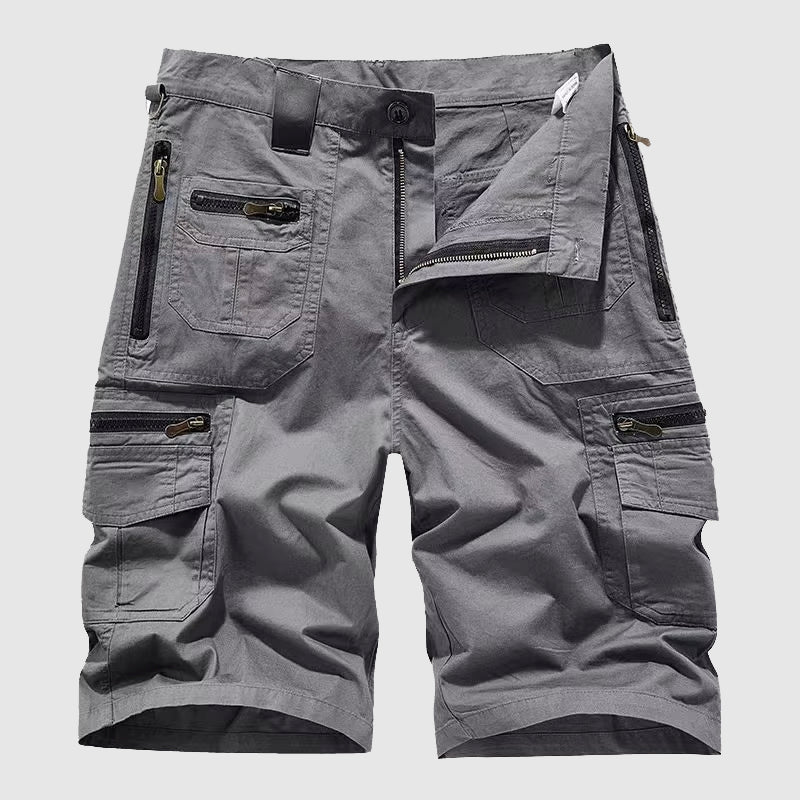 Pantalones Cortos Hombre Cargo Algodón Corte Relajado Cremallera