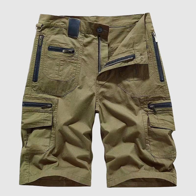 Pantalones Cortos Hombre Cargo Algodón Corte Relajado Cremallera