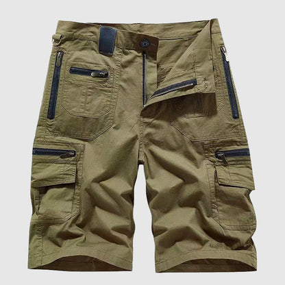 Pantalones Cortos Hombre Cargo Algodón Corte Relajado Cremallera