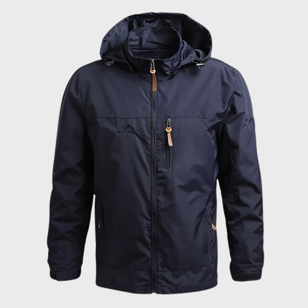 Chaqueta impermeable hombre con cuello alto ajustado