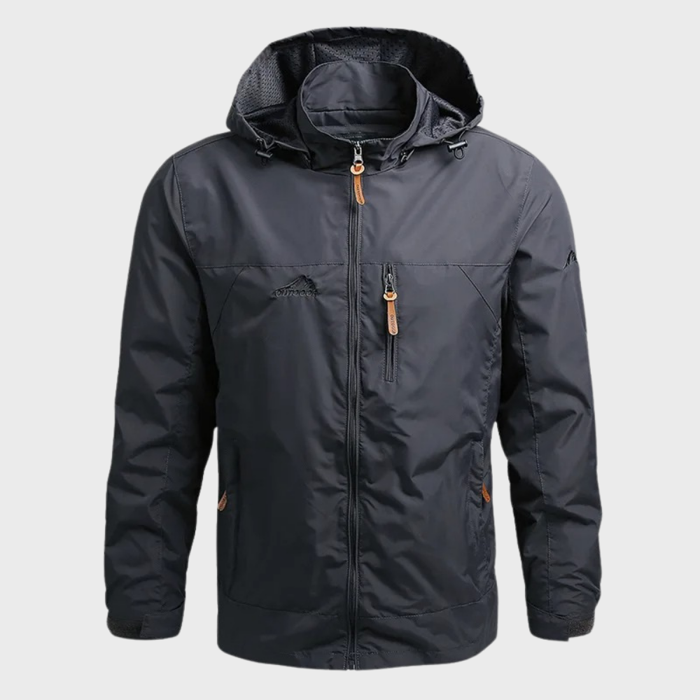 Chaqueta impermeable hombre con cuello alto ajustado