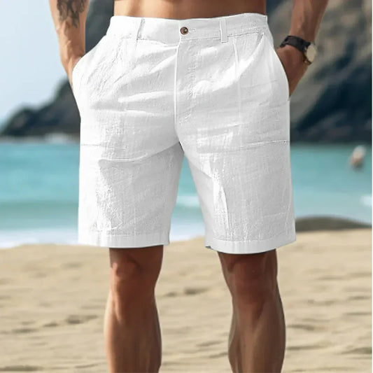 Pantalones Cortos Hombre de Lino Cintura Elástica con Bolsillos - Mavetta