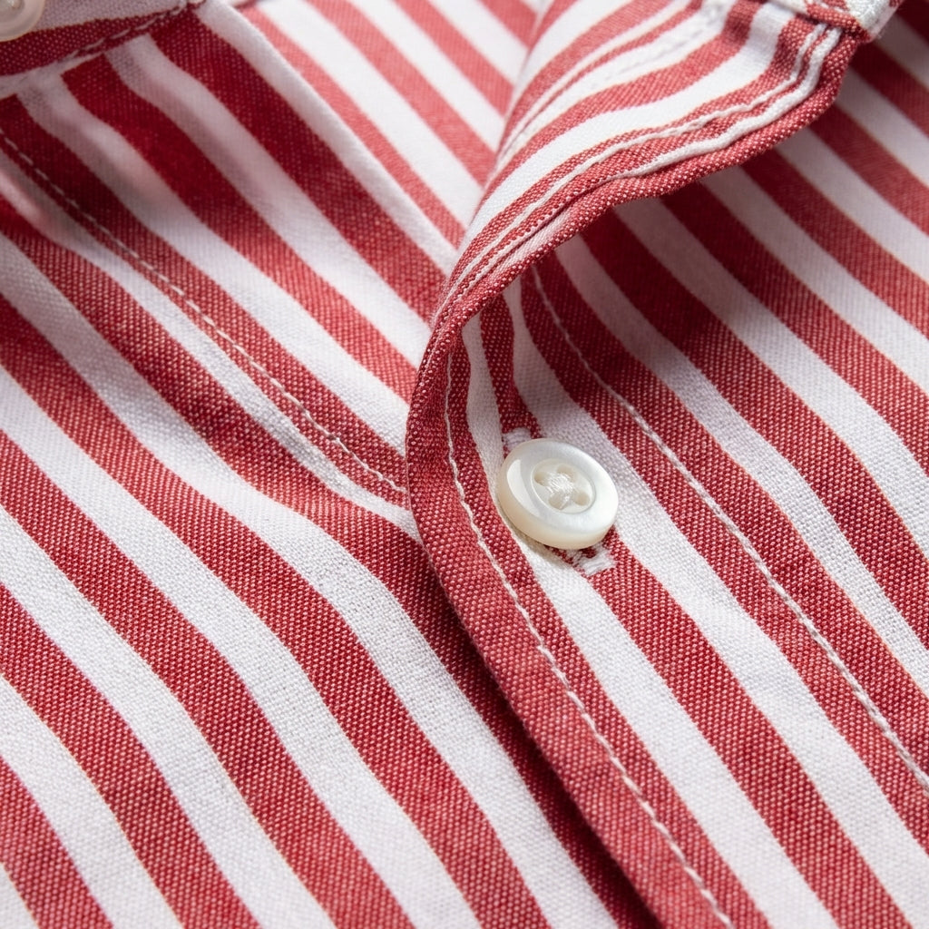 Camisa Hombre Algodón Estampado Rayas Cuello Button-Down Clásico