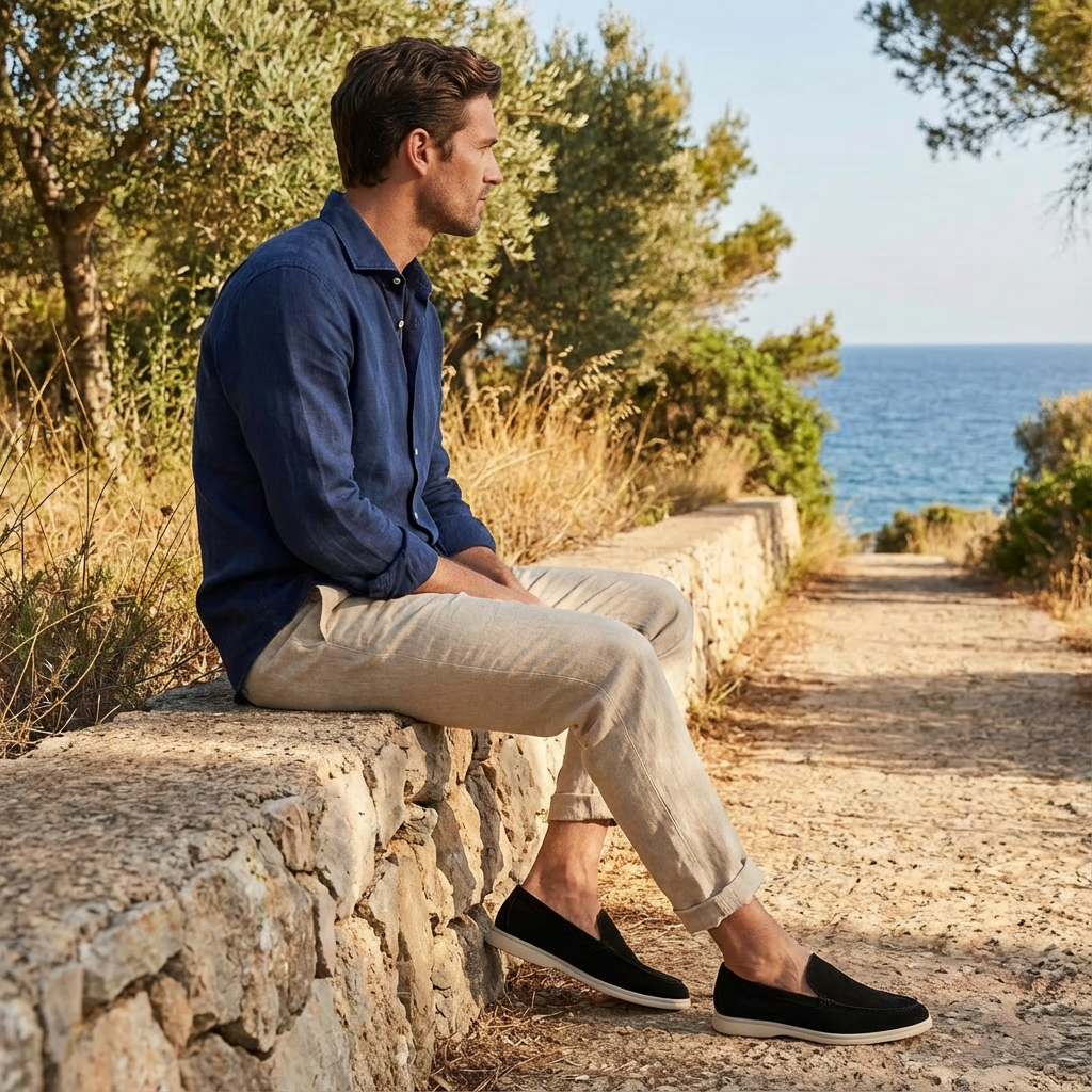 Mocasines Hombre Slip-On Piel Costuras Suela Contrastante Casual