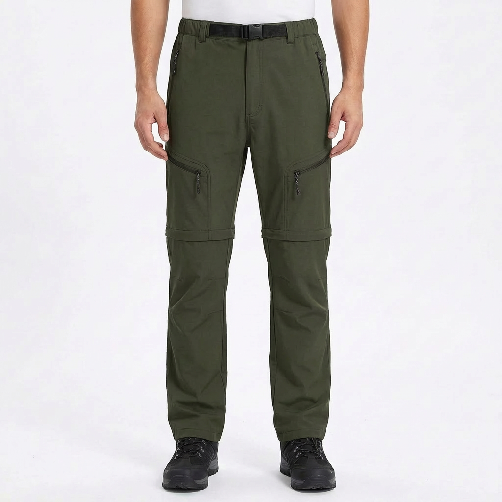 Pantalón Convertible Hombre con Piernas Desmontables y Cinturón