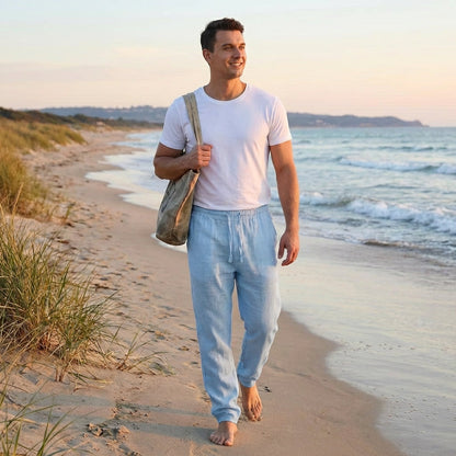 Pantalón Hombre Algodón Cintura Elástica Pernera Recta