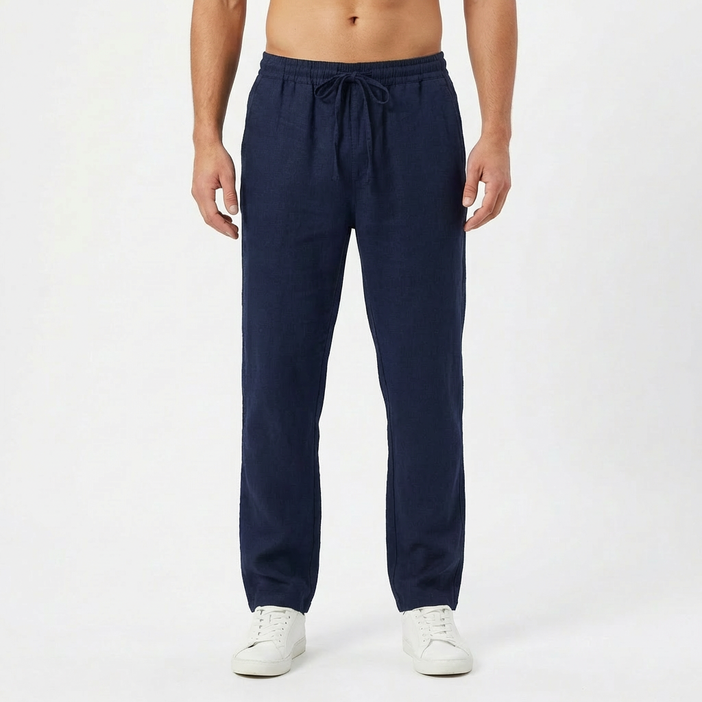 Pantalón Hombre Algodón Cintura Elástica Pernera Recta
