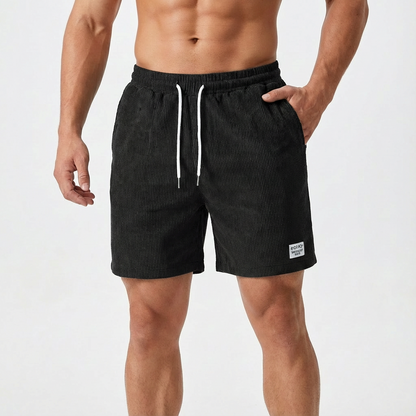 Bermudas Hombre Textura Acanalada Cintura Con Cordón Casual