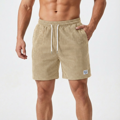 Bermudas Hombre Textura Acanalada Cintura Con Cordón Casual