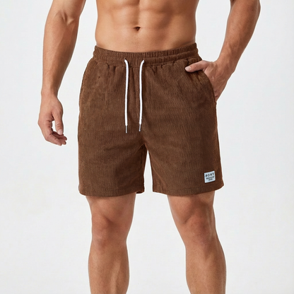 Bermudas Hombre Textura Acanalada Cintura Con Cordón Casual