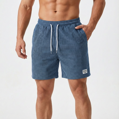 Bermudas Hombre Textura Acanalada Cintura Con Cordón Casual