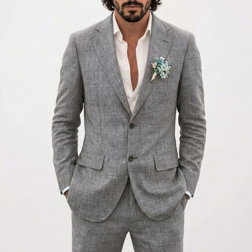 Traje Hombre Corte Relajado Solapa Clásica Veraniego