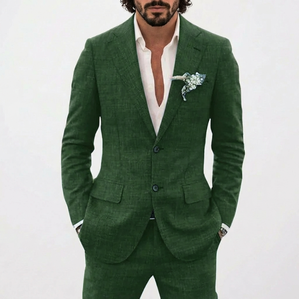 Traje Hombre Corte Relajado Solapa Clásica Veraniego
