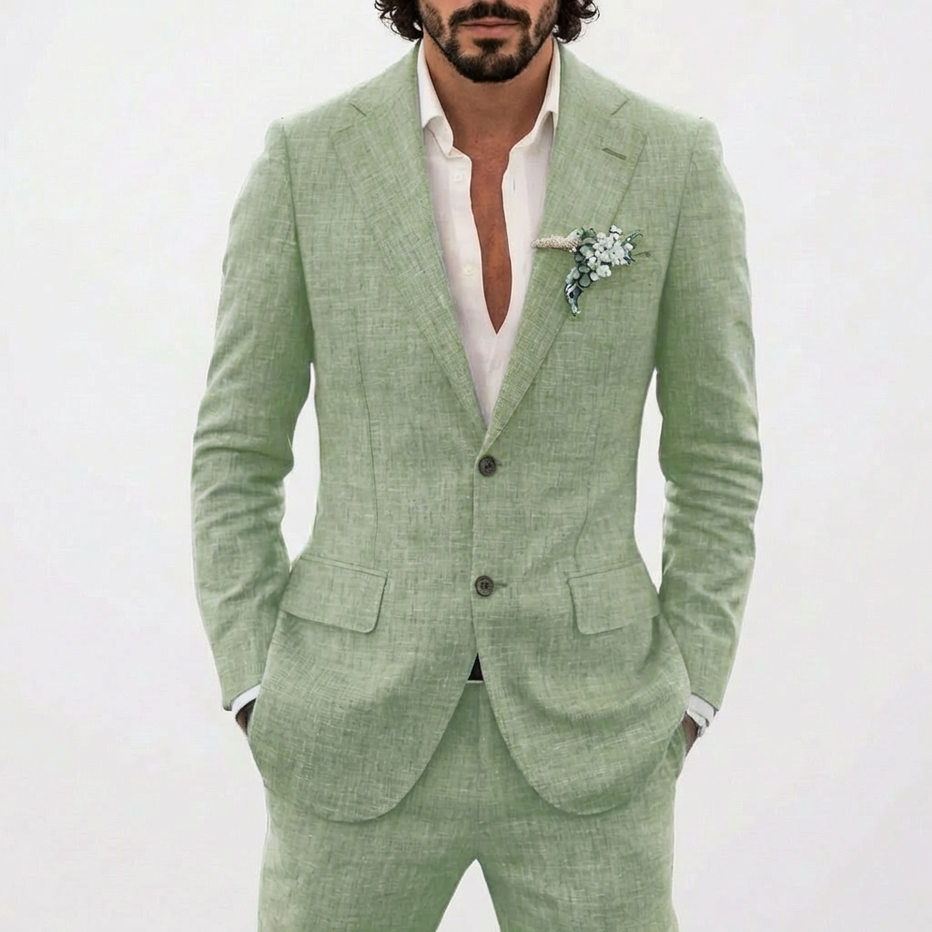 Traje Hombre Corte Relajado Solapa Clásica Veraniego