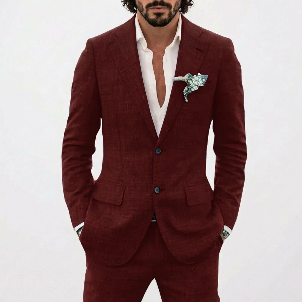 Traje Hombre Corte Relajado Solapa Clásica Veraniego