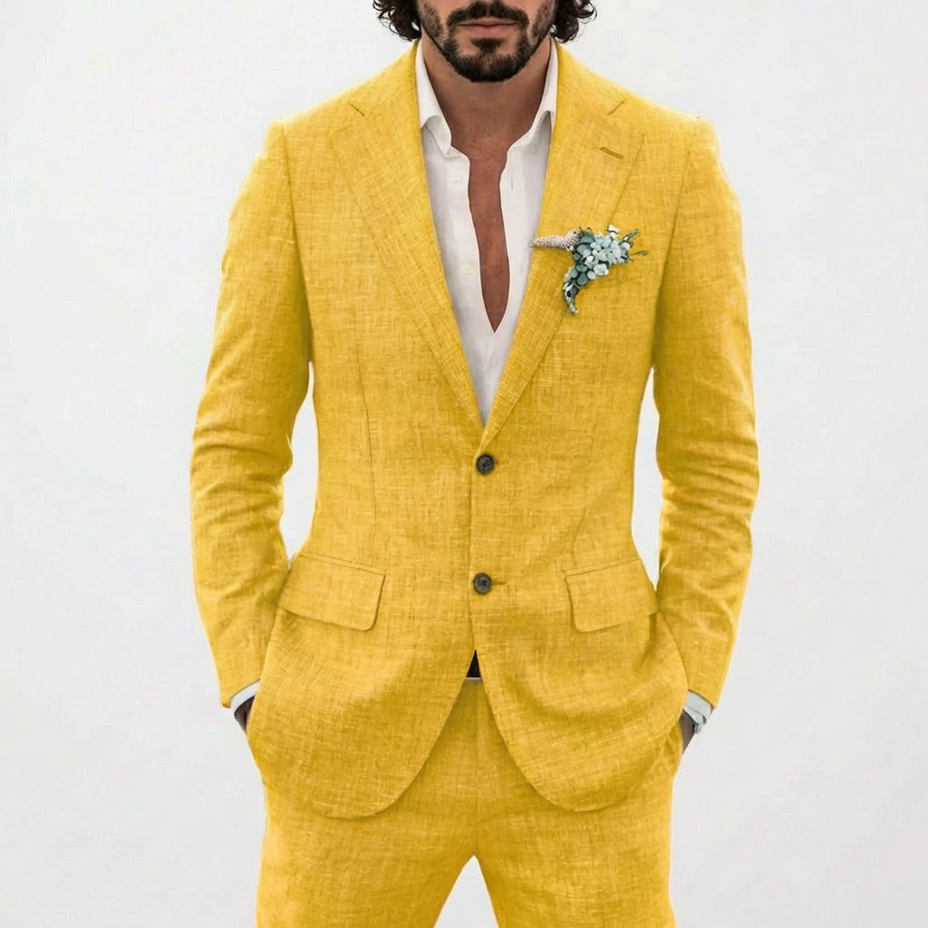 Traje Hombre Corte Relajado Solapa Clásica Veraniego