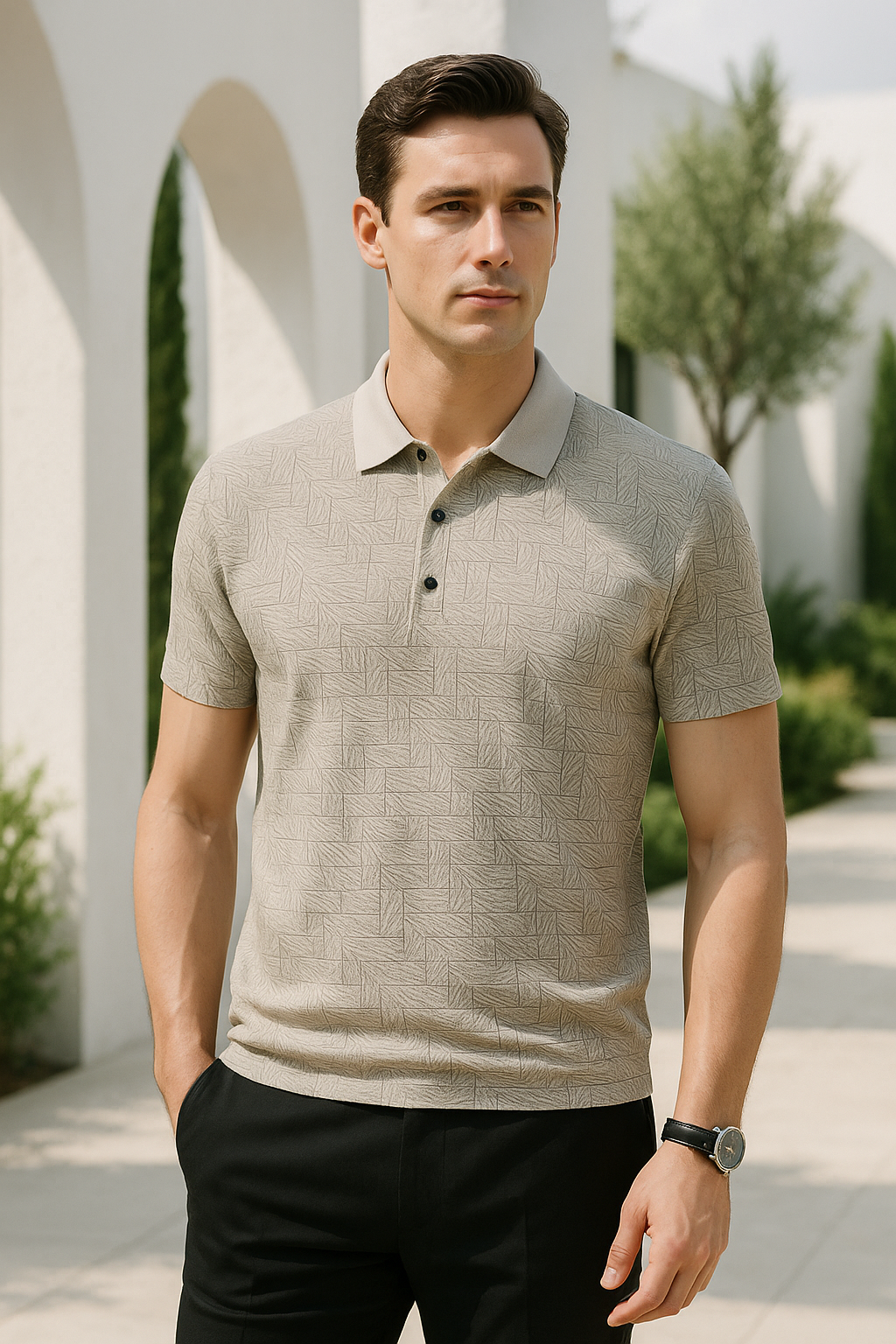 Polo hombre casual tejido ligero diseño limpio