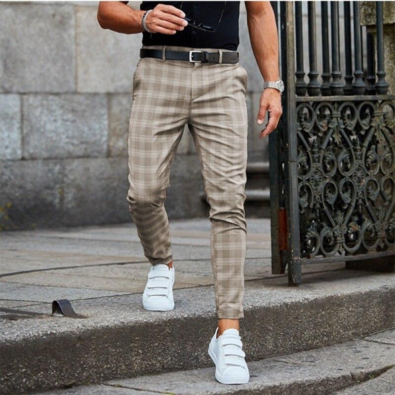 Pantalones Chinos Hombre Estampado Cuadros Ajuste Regular
