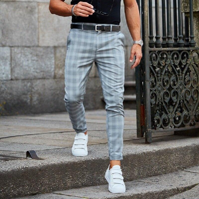 Pantalones Chinos Hombre Estampado Cuadros Ajuste Regular