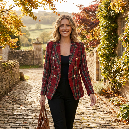 Blazer Mujer con Botones Decorativos Cierre Cruzado Elegante