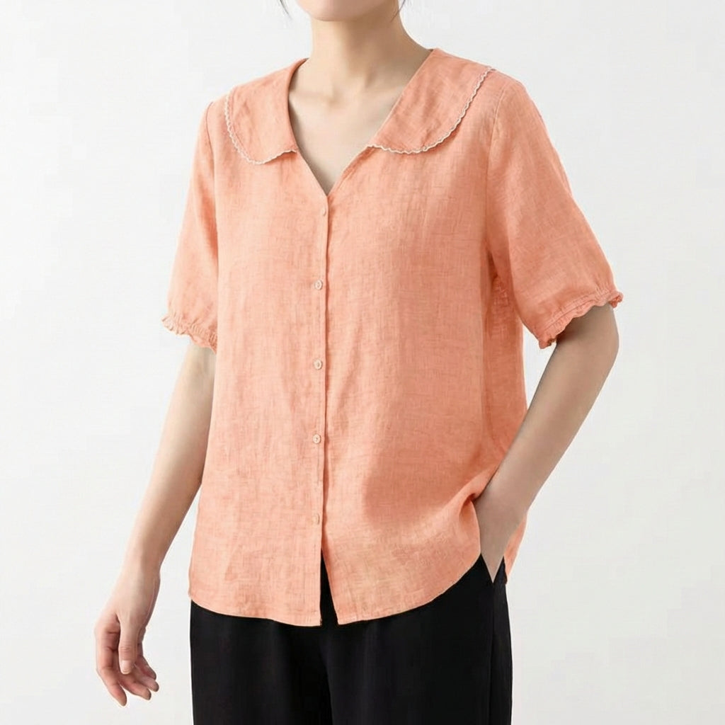 Blusa Mujer Cuello Bebé Manga Corta