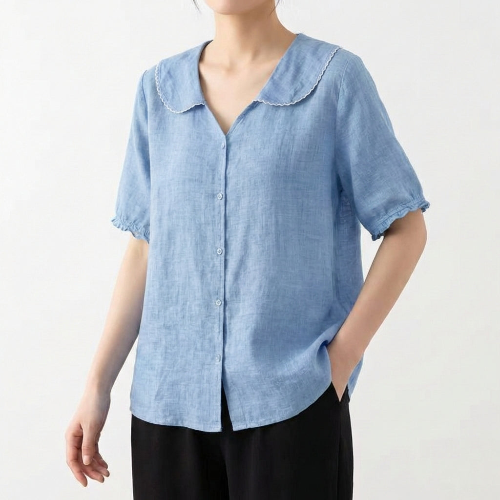 Blusa Mujer Cuello Bebé Manga Corta