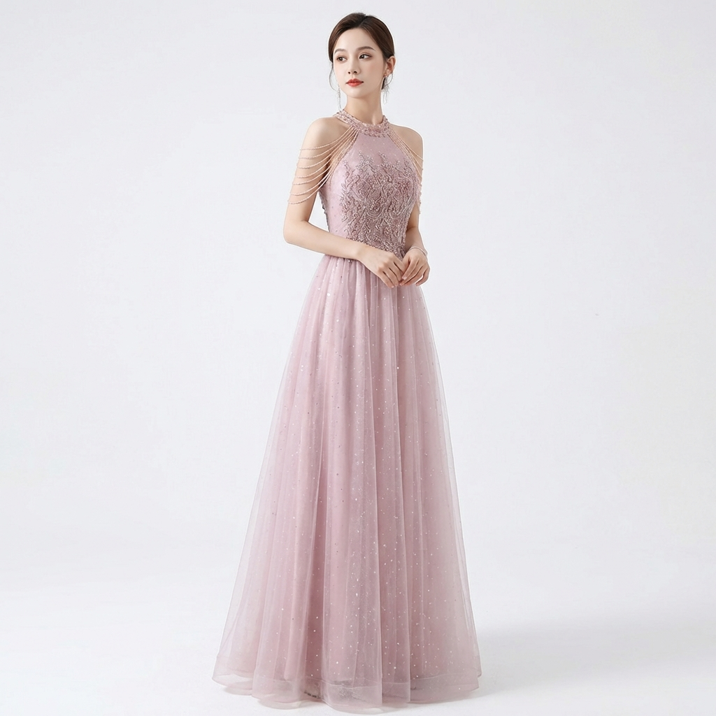 Vestido Fiesta Mujer Encaje Floral Tul Brillante Elegante - Mavetta