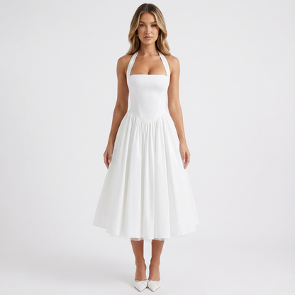 Vestido Midi Mujer Tul Escote Halter Romántico - Mavetta